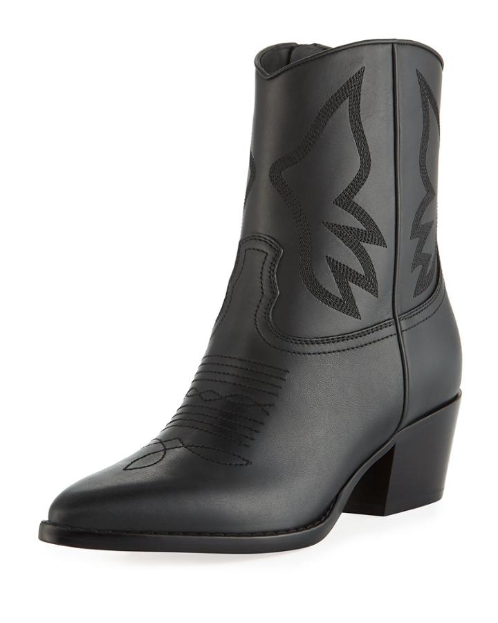 Smooth Leather Western Booties