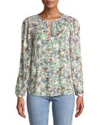Ruby Long-sleeve Silk-blend Floral Blouse
