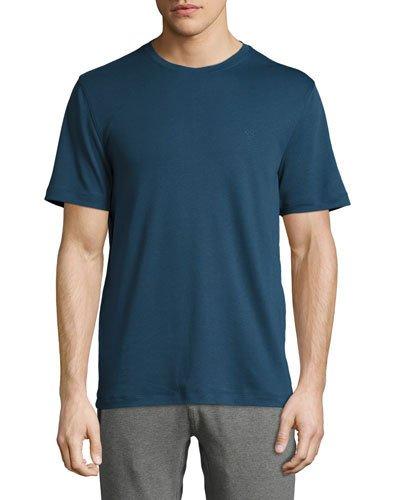 Cotton Crewneck Tee, River Blue