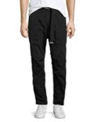 Belted Nylon Trousers, Black