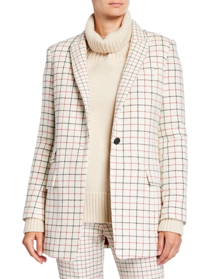 Nova Single-button Check Wool Blazer