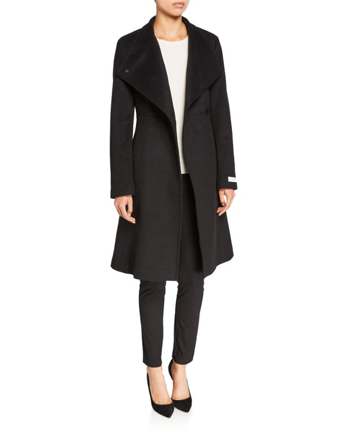 Wool-blend O-ring Long-sleeve Coat