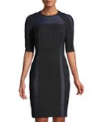 1/2-sleeve Mesh-insert Cocktail Dress