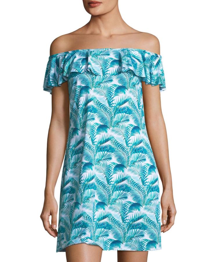 Off-the-shoulder Ruffle Spa Dress With Pockets