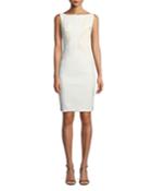 Bateau-neck V-beck Embroidered Sheath Cocktail Dress