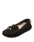 Roni Perforated Flat Slippers, Black