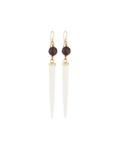 Shasira Garnet & Bone Drop Earrings, White
