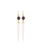 Shasira Garnet & Bone Drop Earrings, White