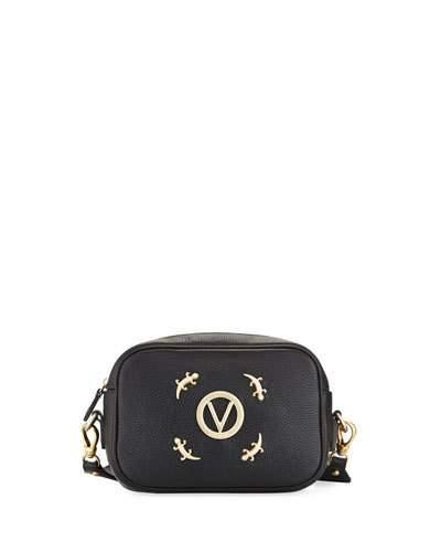 Mia Zip-top Lizard Shoulder Bag, Black