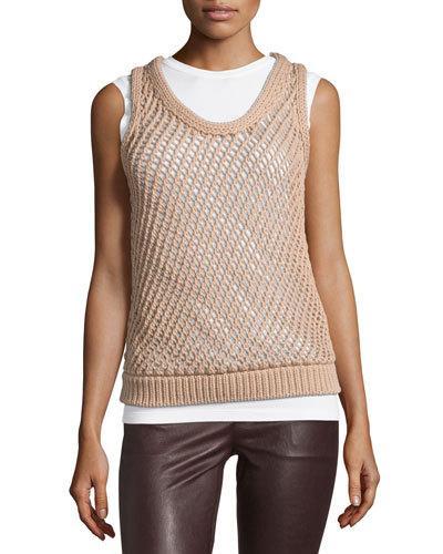 Open-weave Jersey Tank, Peanut
