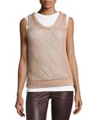 Open-weave Jersey Tank, Peanut