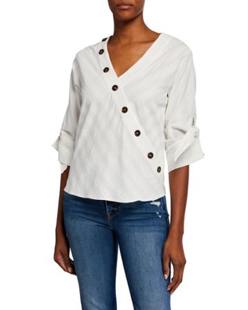 Crossover Button-down Blouse