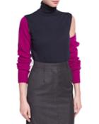 Cold-shoulder Sweater With Heavy-gauge