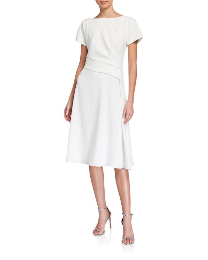 Cascade Ruffle Crepe A-line Dress