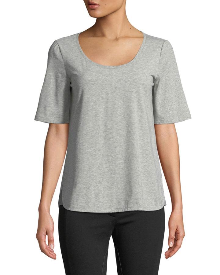 Chain-trim Scoop-neck Melange Jersey Top