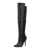 Persona Leather Over-the-knee Stretch Boot, Black