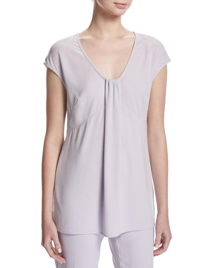Satin-back Crepe Cap-sleeve Top