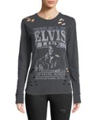 Distressed Long-sleeve Elvis Tee
