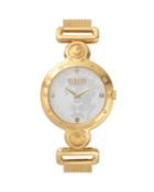 39mm Mesh Bracelet Watch W/ Crystals, Yellow Gold