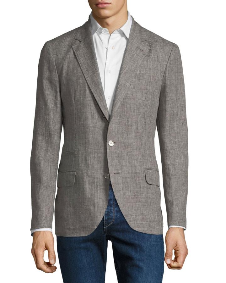 Men's Deconstructed Prince Of Wales Linen
