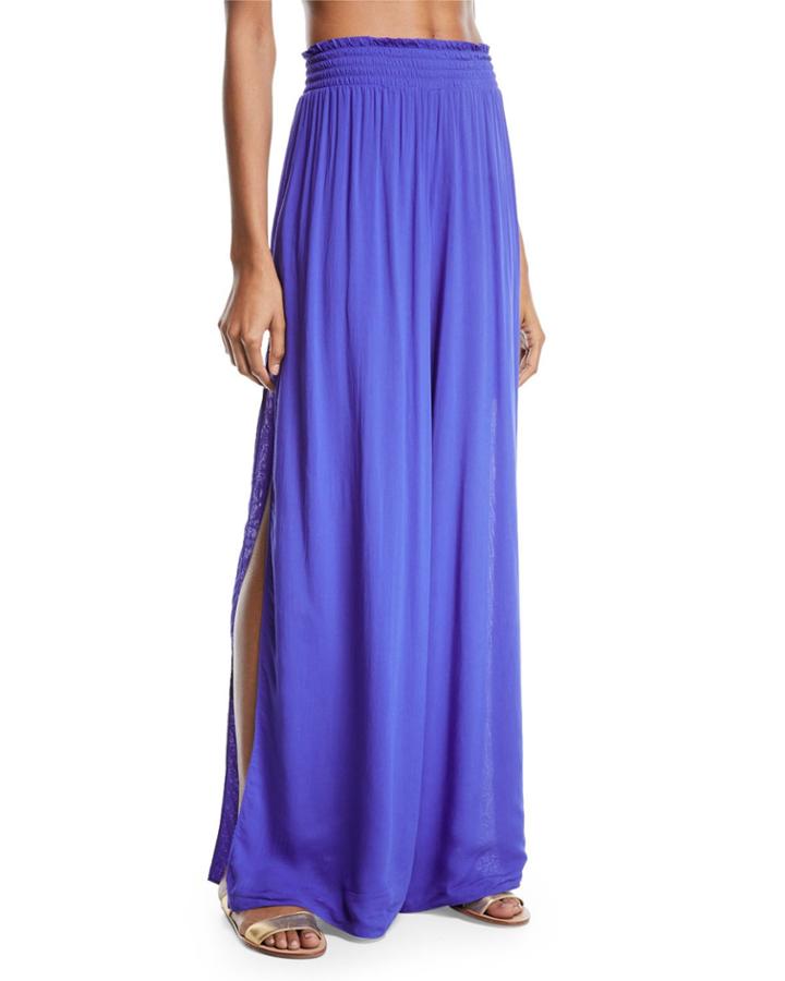 Athena Side-split Wide-leg Cotton Pants