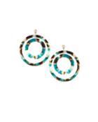 Multi-hoop Drop Earrings, Blue/brown