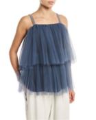 Tiered Pleated Tulle Top With