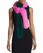 Two-tone Fox Fur Candy Cane Scarf, Green/pink