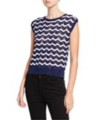 Wavy Striped Knit Pullover Vest