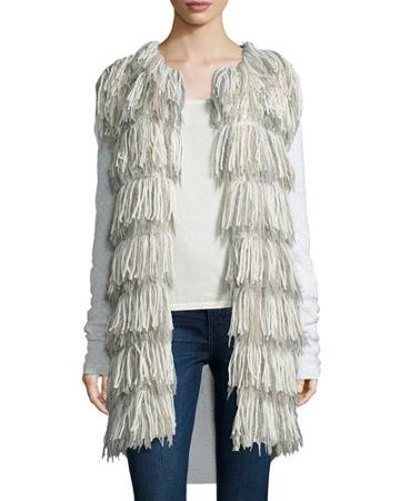 Long Fringe Cardigan W/ Cashmere