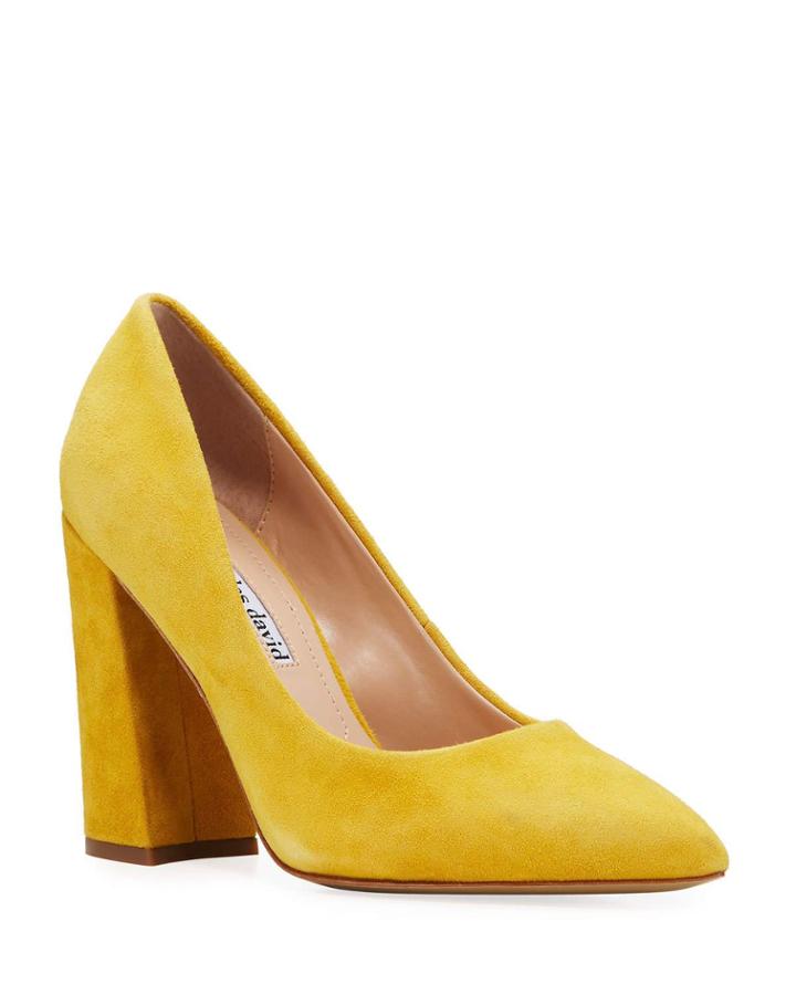 Medal Suede Block-heel Pumps