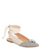 Maureen Jeweled Stripe Canvas Ballerina Flats