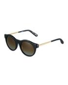Crawford Round Combo Sunglasses, Black/gold