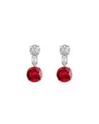 Mixed-cut Clear & Ruby-hued Crystal Drop Earrings