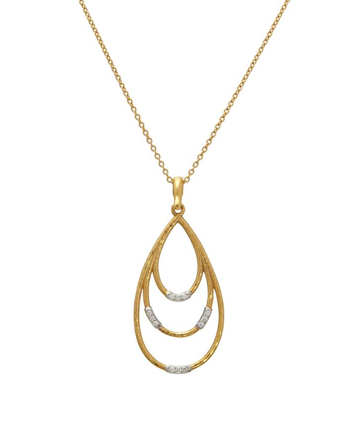 Delicate Geo Pave Pear Pendant Necklace