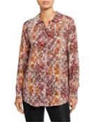 Novella Snake Print Long-sleeve Button-down Blouse