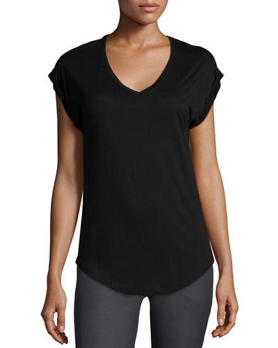Rolled-sleeve V-neck Tee