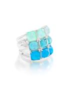 Rock Candy Three-row Wide Colorblock Ring In Blue