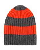 Men's Rugby-stripe Ribbed Beanie Hat