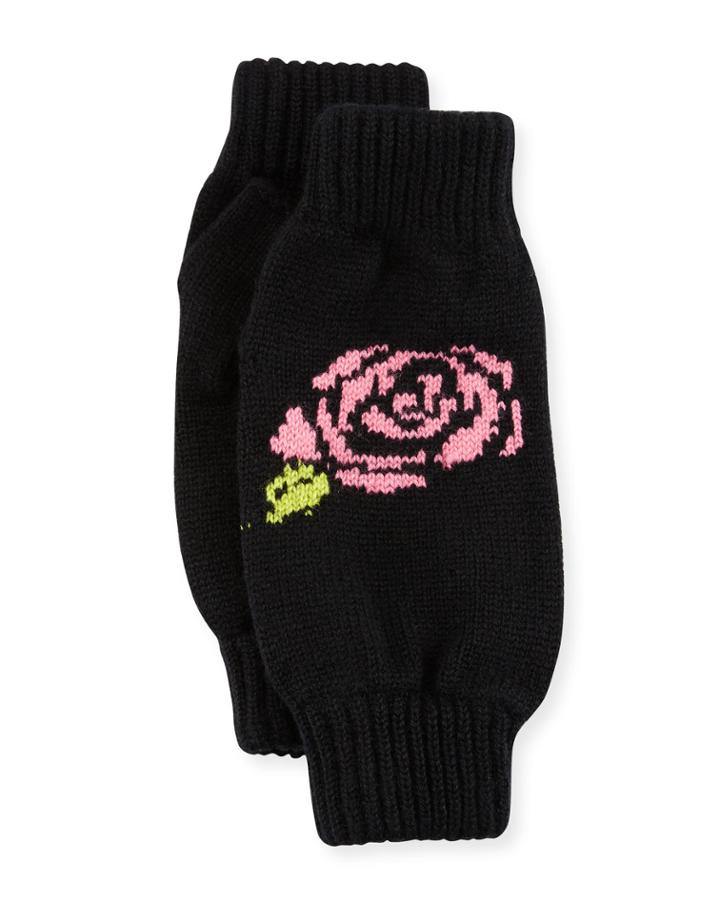 Cashmere Rose Wrist Warmers, Black