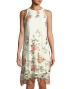 Sleeveless Floral-embroidered