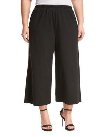Cropped Jersey Gaucho Pants, Black,