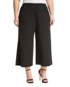 Cropped Jersey Gaucho Pants, Black,