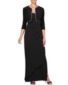 Sleeveless Gown W/ Pearly-trim Bolero Jacket