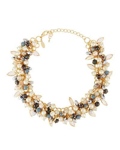 Pearlescent & Crystal Beaded Choker Necklace