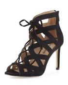 Collee Laser-cut Lace-up Pump, Black