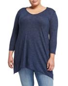 3/4-sleeve Jersey Slub Tunic, Blue,