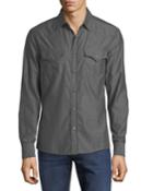 Men's Long-sleeve Shirt W/ Snaps, Dark Gray