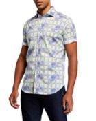 Men's Galleon Square Patchwork Print Short-sleeve