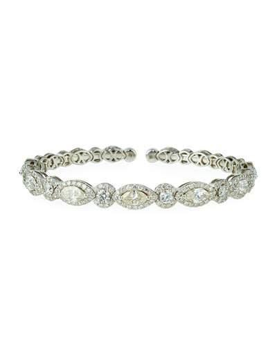 18k White Gold Marquise & Round Diamond Bangle Bracelet,